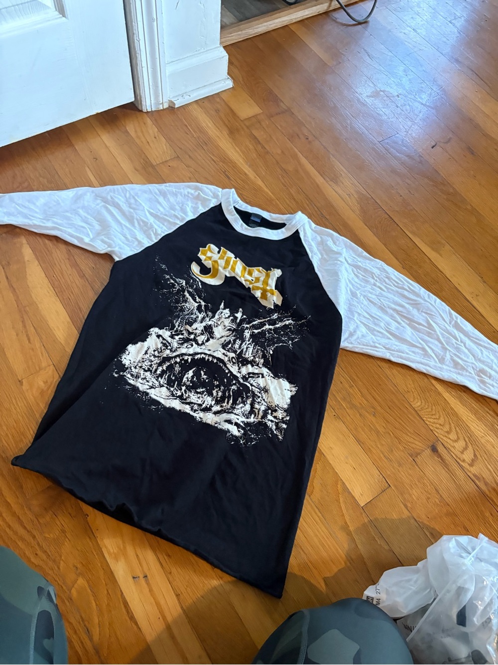 Ghost Band Black & White Raglan Long-Sleeve Shirt